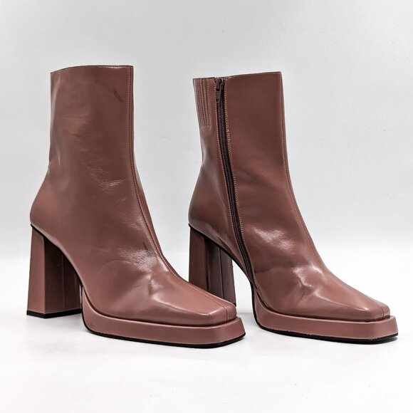 Jeffrey Campbell Maximal Lo Vintage 90s Inspired Square Toe Pink Boots size 10 - Picture 1 of 12